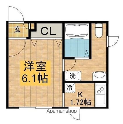 Ｗｉｒｒａ　Ｃａｎｎａ　ＹＯＫＯＨＡＭＡ[1K/23.52m2]の間取図
