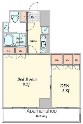 パークキューブ四谷三丁目[1LDK/32.35m2]の間取図