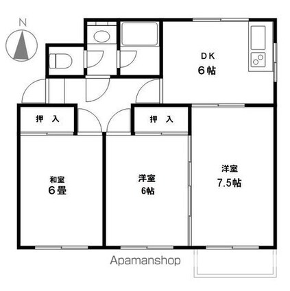 さかべいハイツ[3DK/55.37m2]の間取図