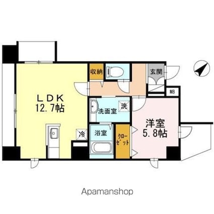ベルグ桜ヶ丘[1LDK/48.33m2]の間取図