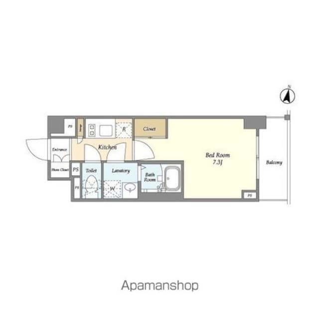 テラス南千住[1K/25.5m2]の間取図