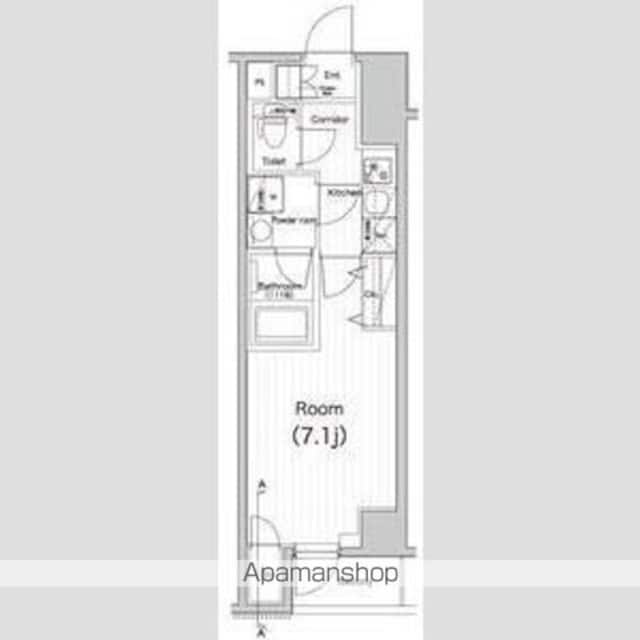東京都目黒区平町１丁目[1K/25.16m2]の間取図