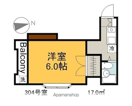 広島県広島市安佐南区大町東１丁目[1K/20.7m2]の間取図