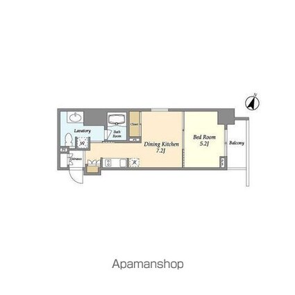 リエトコート元赤坂[1DK/32.76m2]の間取図
