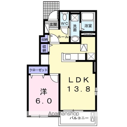 Ｌｉａｎｇｅ　Ｖｉｌｌａ　Ｂ[1LDK/45.89m2]の間取図