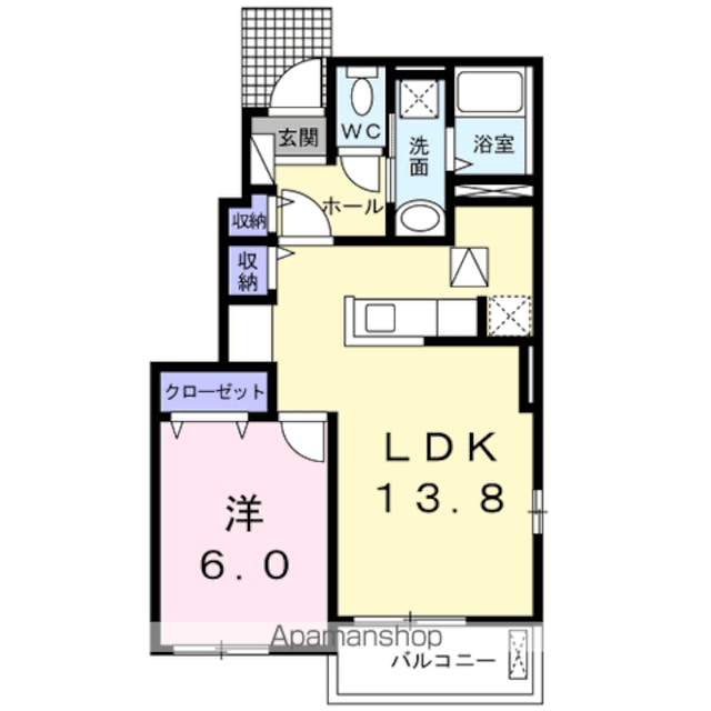 Ｌｉａｎｇｅ　Ｖｉｌｌａ　Ｂ[1LDK/45.89m2]の間取図