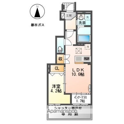 Ｍ’ｓルミナス[1LDK/42.15m2]の間取図