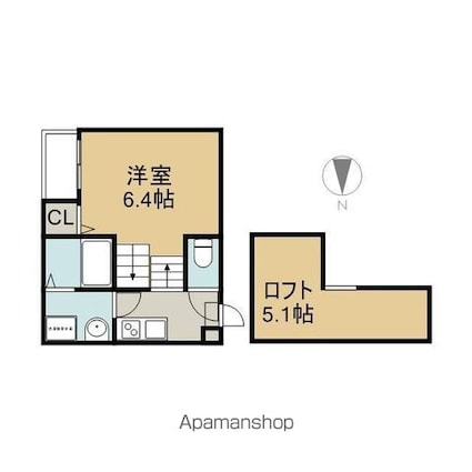 ハーモニーテラス水切町[1K/20.68m2]の間取図
