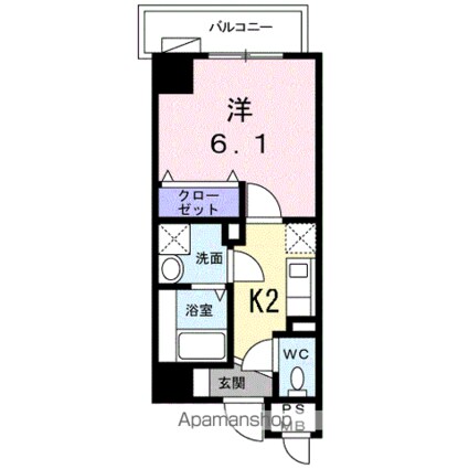 笹山ハイツ[1K/24.03m2]の間取図