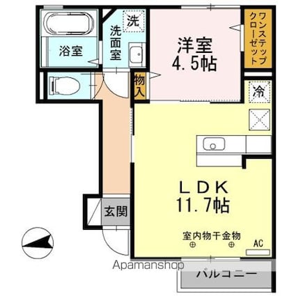 カーサ・フェリーチェ[1LDK/41.3m2]の間取図