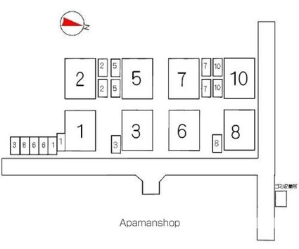 横田住宅（６・７・８・１０）[2K/42.08m2]の配置図