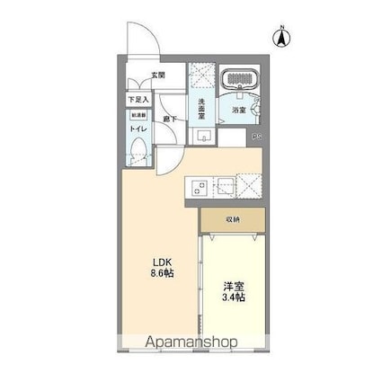 ウェルスクエア森下Ⅱ[1LDK/30.22m2]の間取図