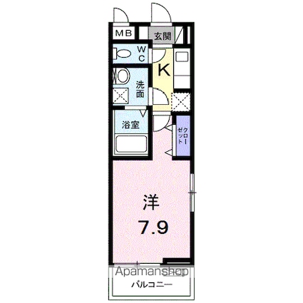ブッシュ　クローバー　Ⅶ[1K/26.09m2]の間取図