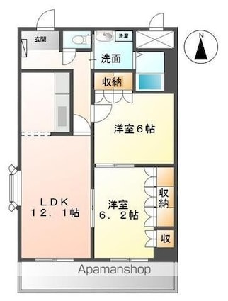 香川県高松市太田下町[2LDK/57.33m2]の間取図