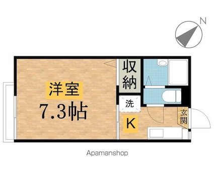 グレースシャトーＡ[1K/21m2]の間取図
