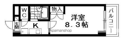 滋賀県草津市橋岡町[1K/24m2]の間取図