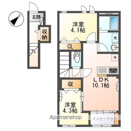 チェリーヒル[2LDK/52.91m2]の間取図
