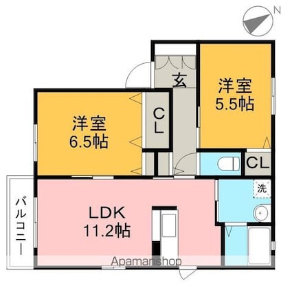 グレース　Ａ棟[2LDK/54.81m2]の間取図