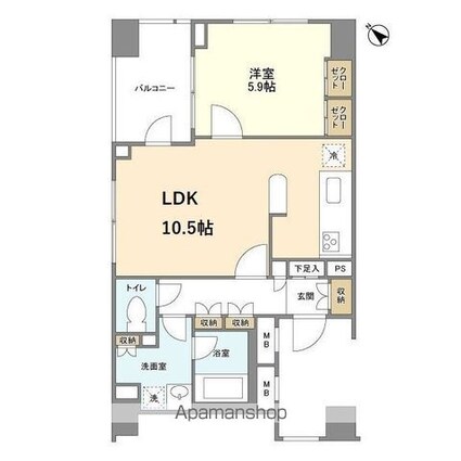 アルス中目黒ヴィルトレーテ[1LDK/44.92m2]の間取図