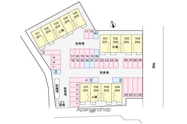 クラール鬼無　Ａ[2LDK/57.21m2]の配置図