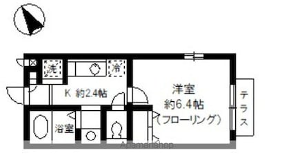 クレール弥生[1K/23.18m2]の間取図