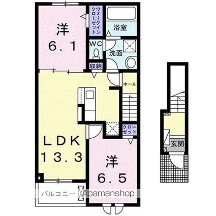ベルエア木太Ａ[2LDK/59.58m2]の間取図