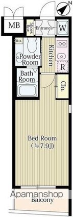 ル・ボワ平和台[1K/24.5m2]の間取図