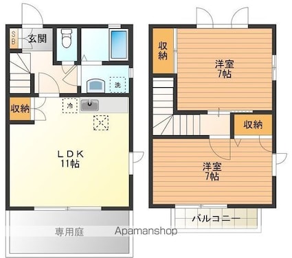 グランメール昭島Ｄ[2LDK/59.43m2]の間取図