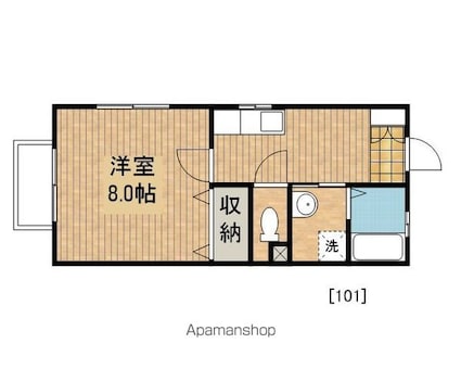 グランデールＭ[1K/26.25m2]の間取図