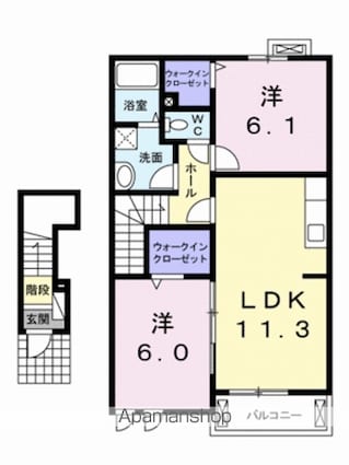 カーサ　プリート[2LDK/57.58m2]の間取図