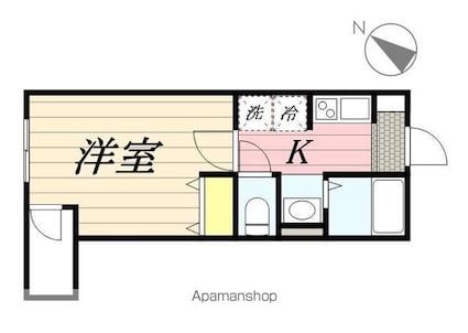 グランカスケードみのり台[1K/19.99m2]の間取図