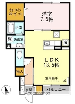 広島県東広島市八本松飯田７丁目[1LDK/50.9m2]の間取図