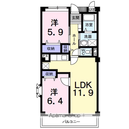 ジュネスＢ[2LDK/55.71m2]の間取図