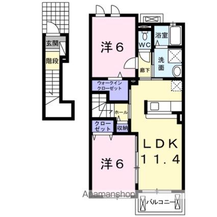 ネオサンライズ[2LDK/58.57m2]の間取図