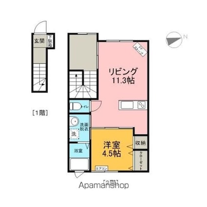 レジデンス青葉[1LDK/42.23m2]の間取図