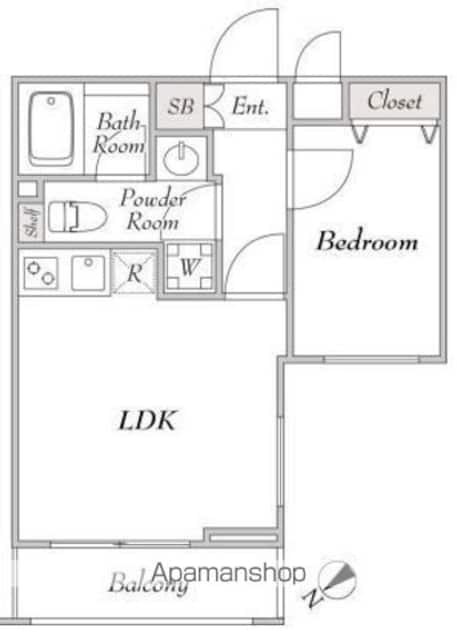 東京都世田谷区用賀３丁目[1LDK/30.31m2]の間取図