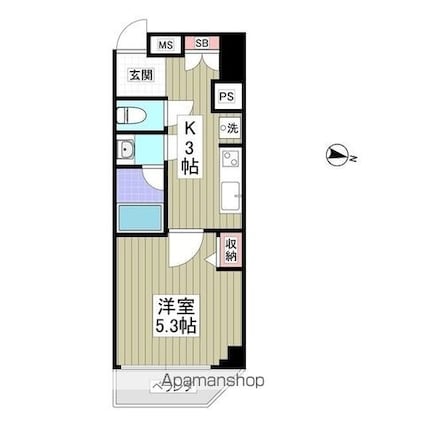 スペランツァ日本橋[1K/22.8m2]の間取図