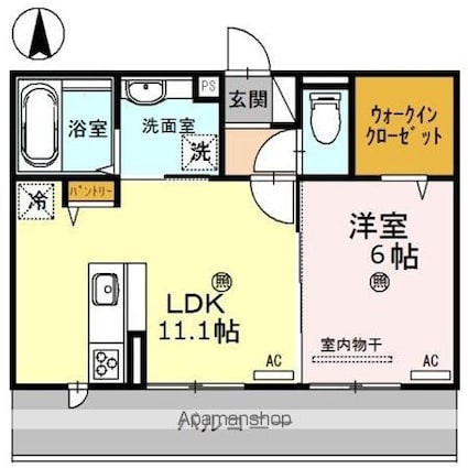 ＫＯＣＯＡ　ＴＥＲＲＡＣＥ（ココアテラス）[1LDK/42.55m2]の間取図