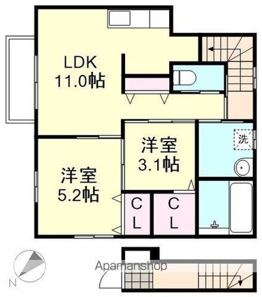 岡山県倉敷市四十瀬[2LDK/50.1m2]の間取図