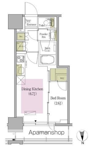 新宿区早稲田鶴巻町のマンションの間取り