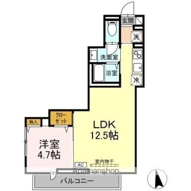 スピアナート北石堂[1LDK/38.09m2]の間取図