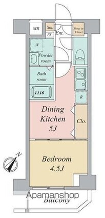 グランカーサ曳舟[1DK/25.73m2]の間取図