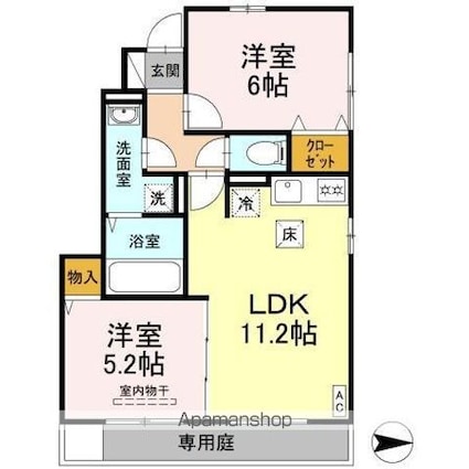コーポ松ノ木[2LDK/50.85m2]の間取図