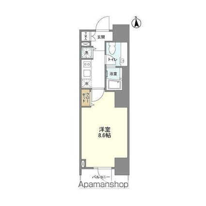 エムレジデンス渋谷神泉[1K/26.37m2]の間取図