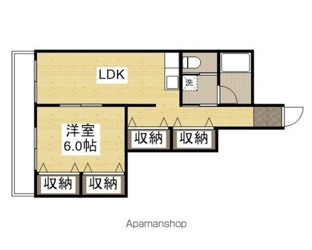Ｃａｌｍ東観音[1LDK/36.99m2]の間取図