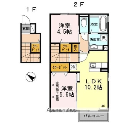 プラティーク・Ｍ[2LDK/56.54m2]の間取図
