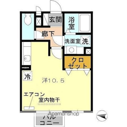 ＤーＲｏｏｍ　ウィステリア　Ｂ棟[1R/29.44m2]の間取図