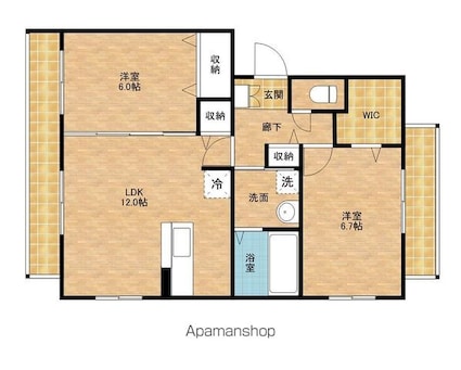 牛滝欅荘　Ａ棟[2LDK/60.88m2]の間取図