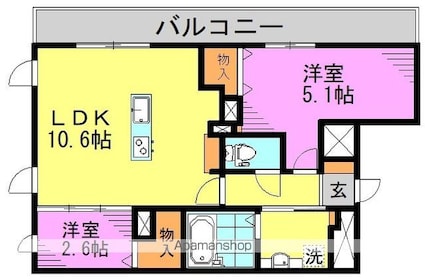アトリオフラッツ高円寺ノース[2LDK/43.33m2]の間取図