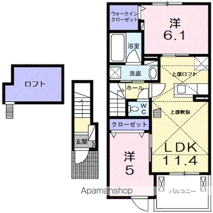 シェ　モアⅡ[2LDK/55.1m2]の間取図